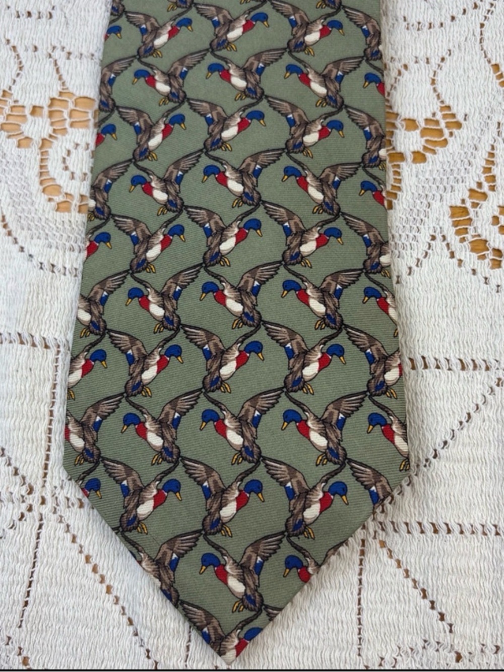 🦆 AUTHENTIC BALLY Vintage Silk Duck Print Necktie 🇮🇹